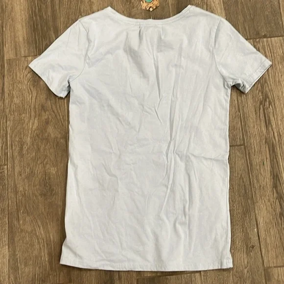 NWT POL Sky Blue Cotton V-Neck Top - Picture 4 of 4